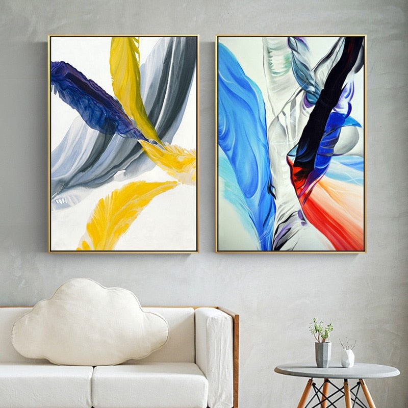 Feathers of Hope Colorful HD - Canvas Wall Art Painting | Bowlift