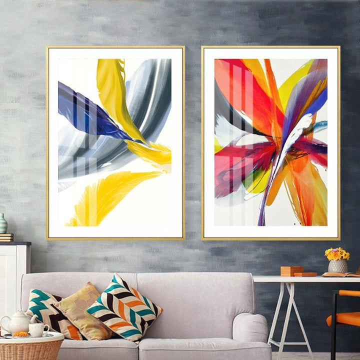 Feathers of Hope Colorful HD - Canvas Wall Art Painting | Bowlift