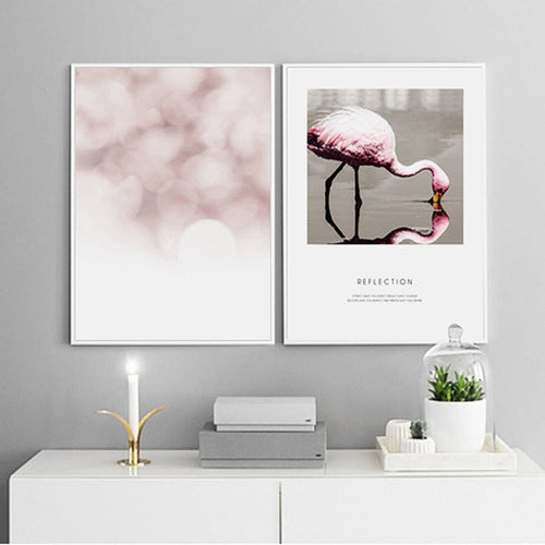 Flamingo Reflection - Canvas Wall Art Painting | Bowlift