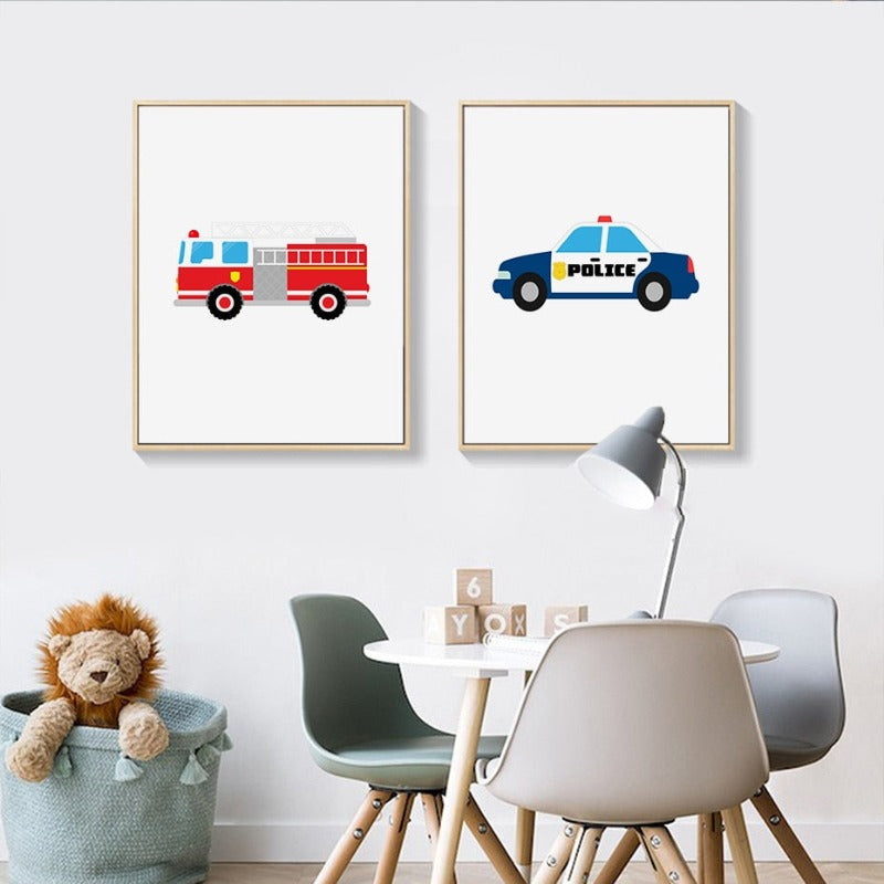 Nursery Truck Taxi - Canvas Wall Art Painting | Bowlift