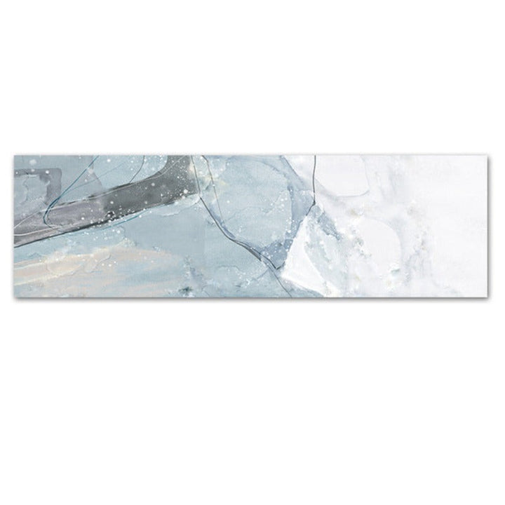 Long Blue Marble Background Bedroom - Canvas Wall Art Painting | Bowlift