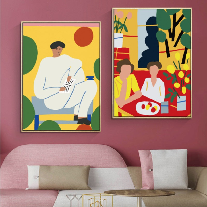 Flowers Drawing Abstract  - Canvas Wall Art Painting | Bowlift
