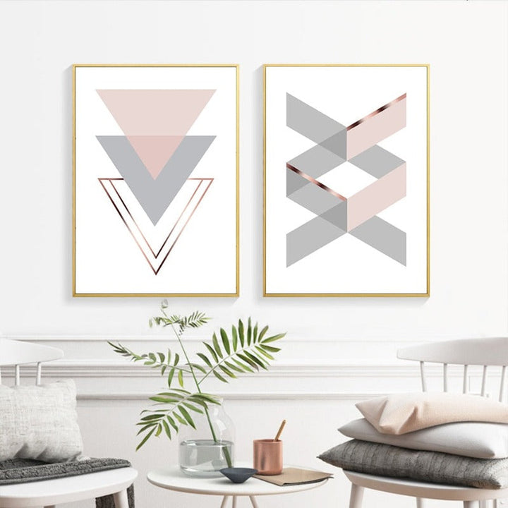 Geometric Pink Home - Canvas Wall Art Painting | Bowlift