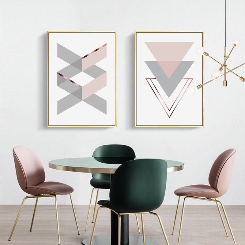 Geometric Pink Home - Canvas Wall Art Painting | Bowlift