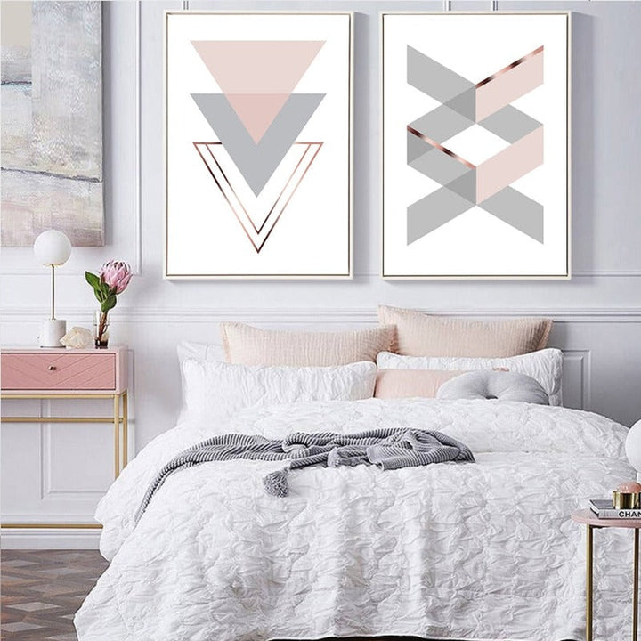 Geometric Pink Home - Canvas Wall Art Painting | Bowlift