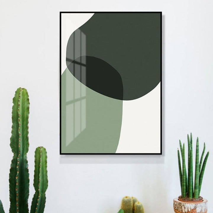 Geometric Green Color Block - Canvas Wall Art Painting | Bowlift