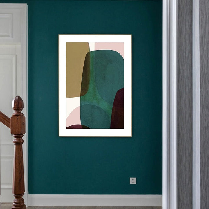 Blue Art Abstract Geometric Trendy - Canvas Wall Art Painting | Bowlift