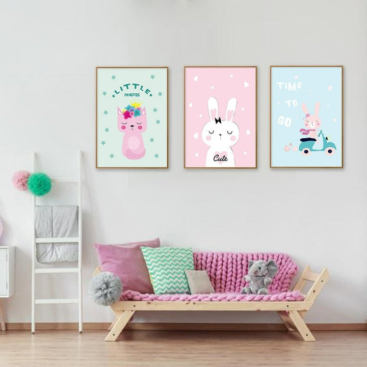 Cute Cat Bunny - Canvas Wall Art Painting | Bowlift