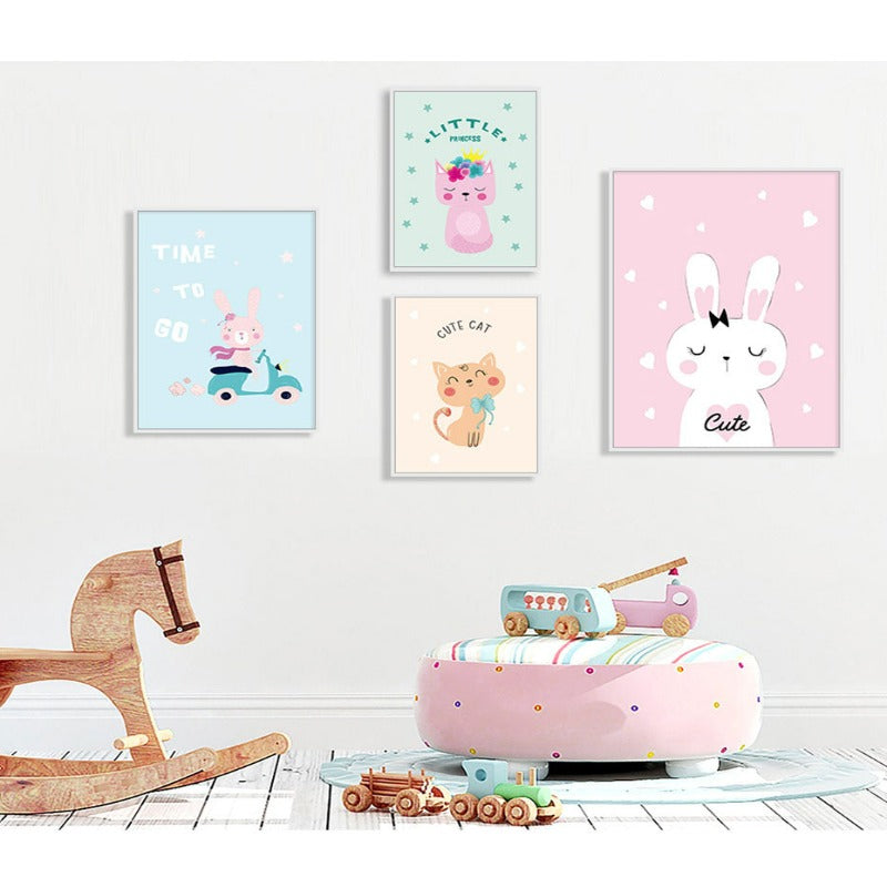 Cute Cat Bunny - Canvas Wall Art Painting | Bowlift