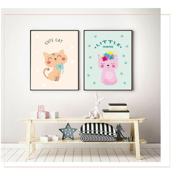 Cute Cat Bunny - Canvas Wall Art Painting | Bowlift