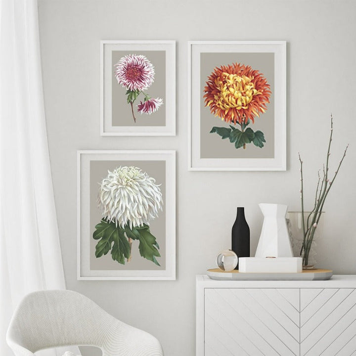 Nice Chrysanthemum Floral Picture Wall Art - Canvas Wall Art Painting | Bowlift