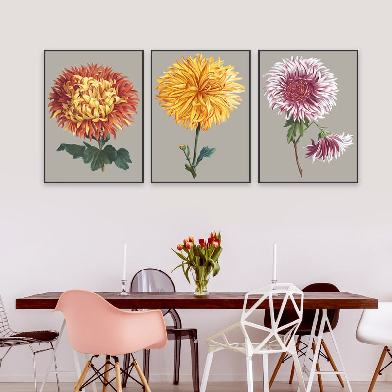 Nice Chrysanthemum Floral Picture Wall Art - Canvas Wall Art Painting | Bowlift