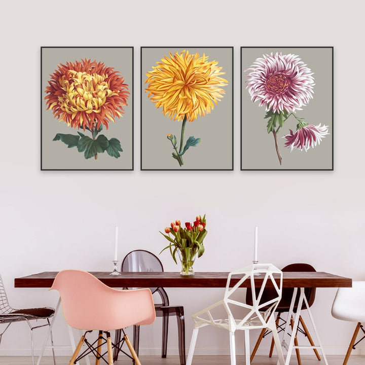 Nice Chrysanthemum Floral Picture Wall Art - Canvas Wall Art Painting | Bowlift