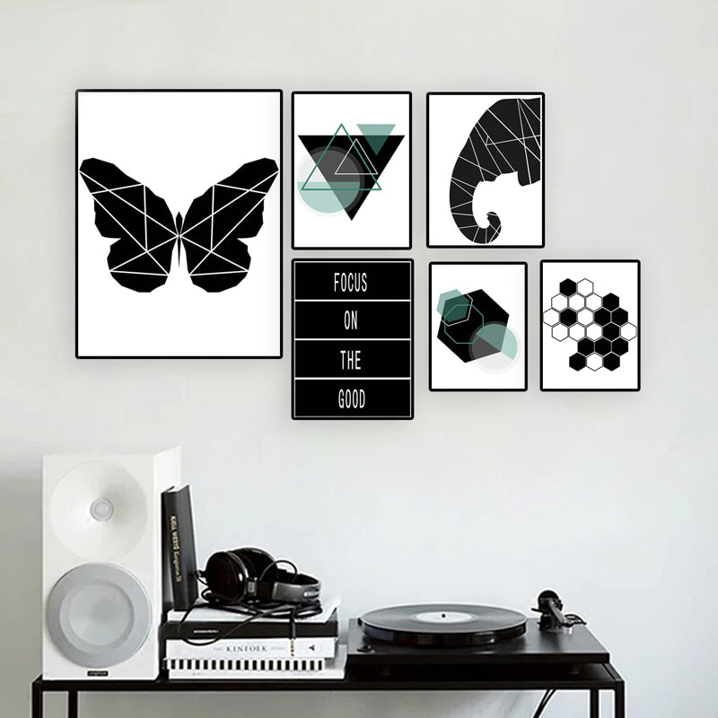 Geometric In Black - Canvas Wall Art Painting | Bowlift
