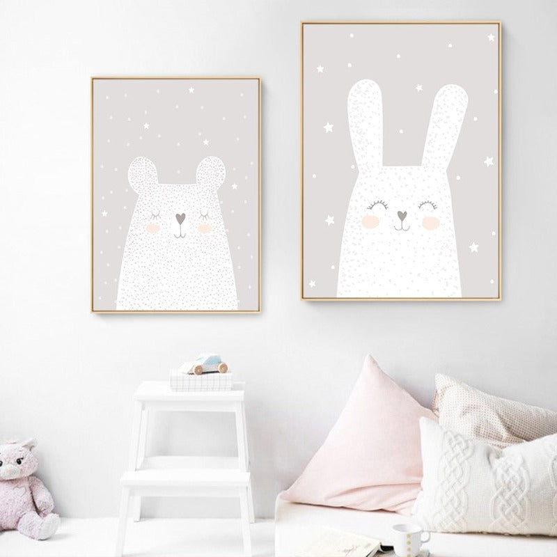 Dreaming Bunny - Canvas Wall Art Painting | Bowlift