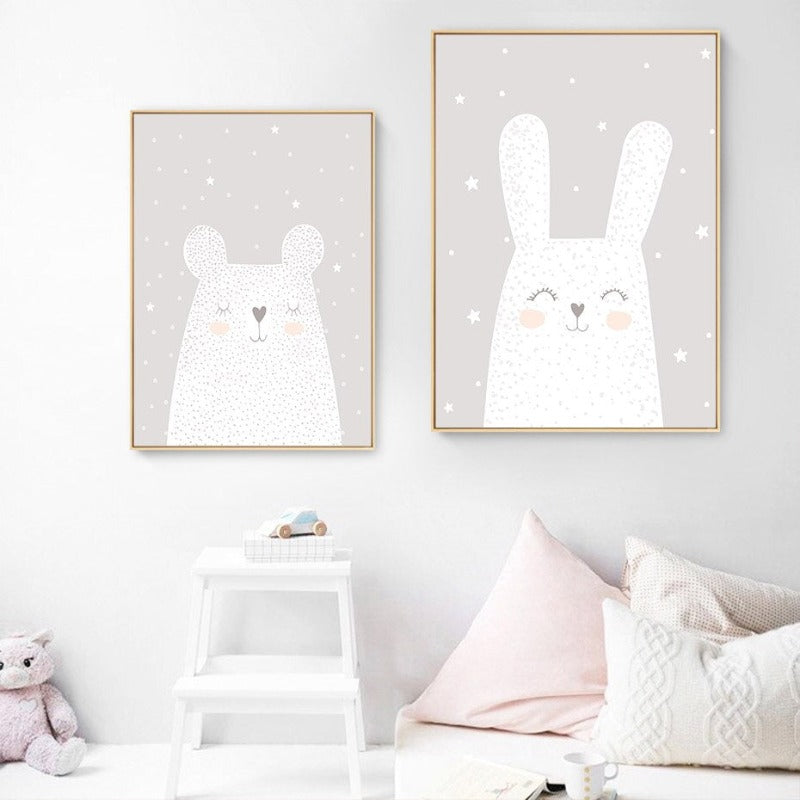 Dreaming Bunny - Canvas Wall Art Painting | Bowlift