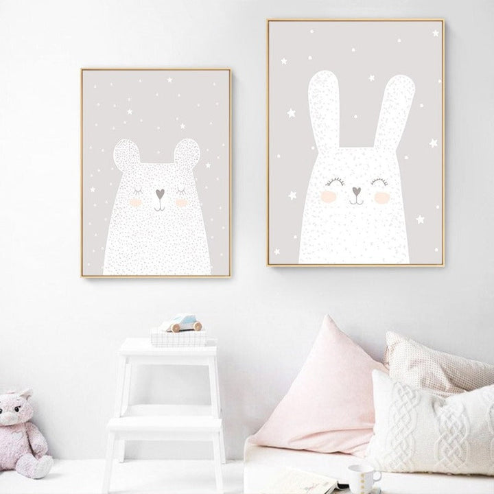 Dreaming Bunny - Canvas Wall Art Painting | Bowlift