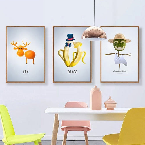 Dancing Cool Fruits - Canvas Wall Art Painting | Bowlift