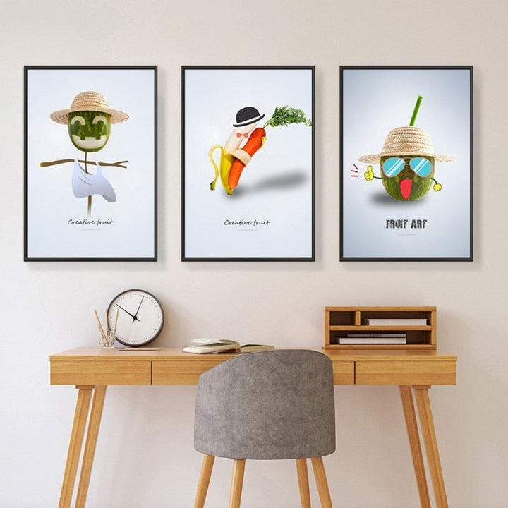 Dancing Cool Fruits - Canvas Wall Art Painting | Bowlift