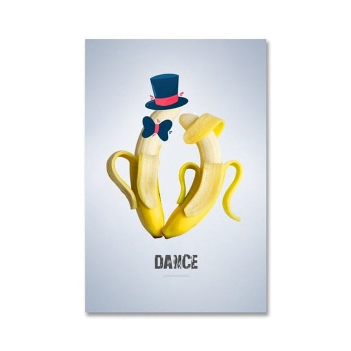 Dancing Cool Fruits - Canvas Wall Art Painting | Bowlift