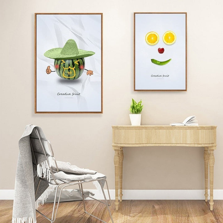 Dancing Cool Fruits - Canvas Wall Art Painting | Bowlift