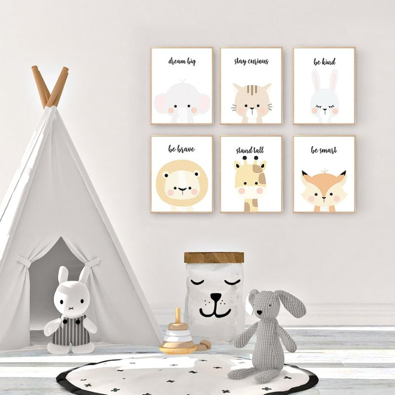 Sweet Wondland Animals - Canvas Wall Art Painting | Bowlift