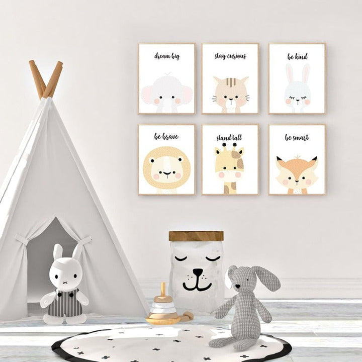 Sweet Wondland Animals - Canvas Wall Art Painting | Bowlift