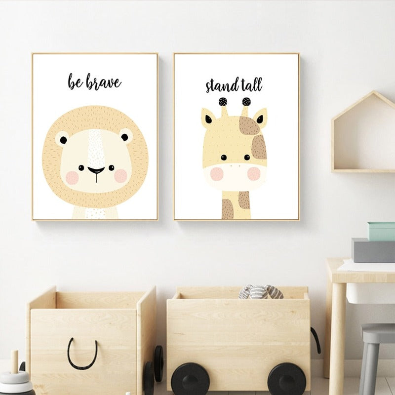 Sweet Wondland Animals - Canvas Wall Art Painting | Bowlift