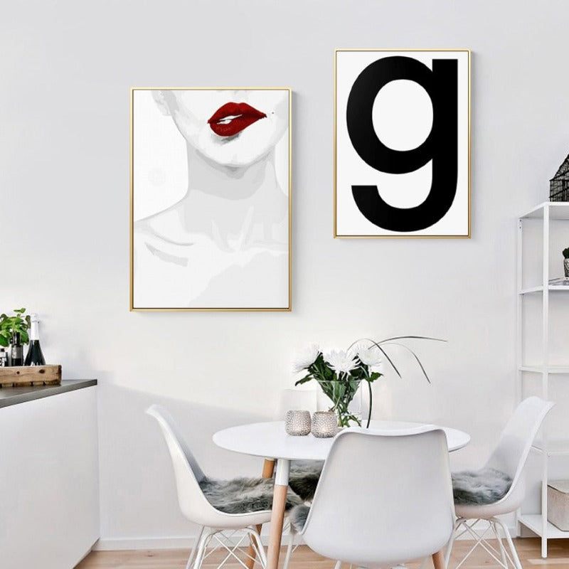 Makeup Fashion Beauty Red Lips  - Canvas Wall Art Painting | Bowlift
