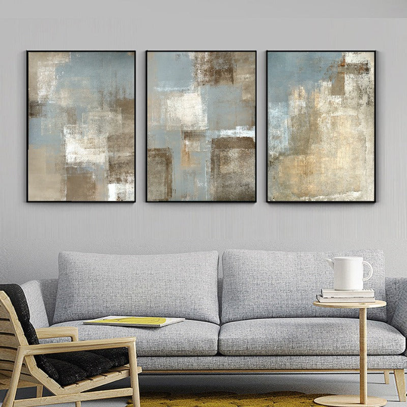 Vintage Gray And Beige Trend Abstract- Canvas Wall Art Painting | Bowlift