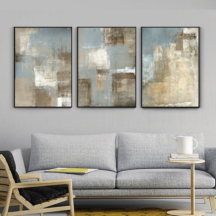 Vintage Gray And Beige Trend Abstract- Canvas Wall Art Painting | Bowlift
