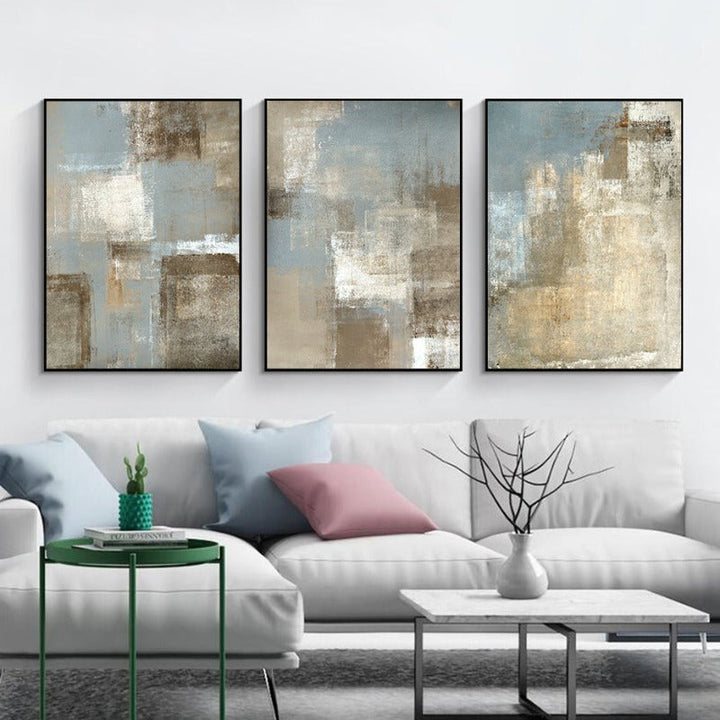 Vintage Gray And Beige Trend Abstract- Canvas Wall Art Painting | Bowlift