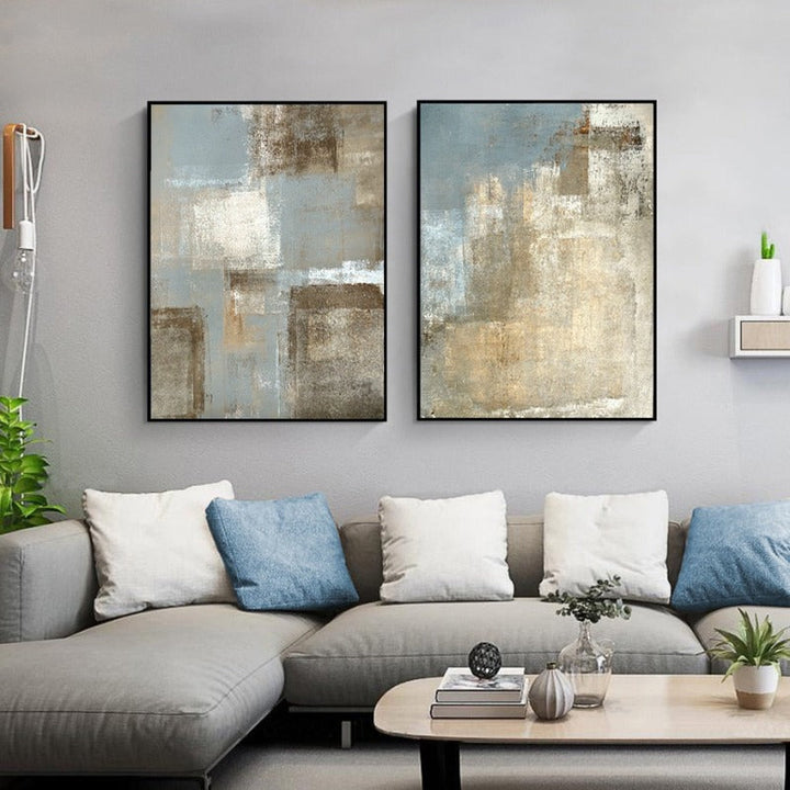 Vintage Gray And Beige Trend Abstract- Canvas Wall Art Painting | Bowlift