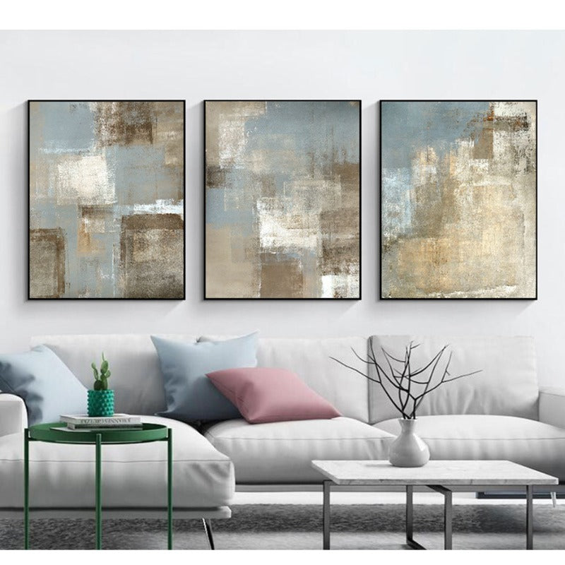Vintage Gray And Beige Trend Abstract- Canvas Wall Art Painting | Bowlift