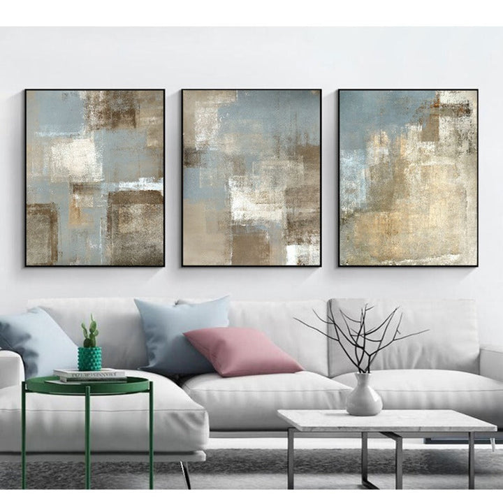 Vintage Gray And Beige Trend Abstract- Canvas Wall Art Painting | Bowlift