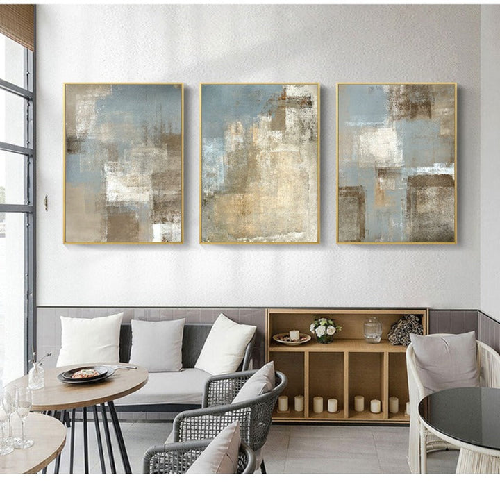 Vintage Gray And Beige Trend Abstract- Canvas Wall Art Painting | Bowlift