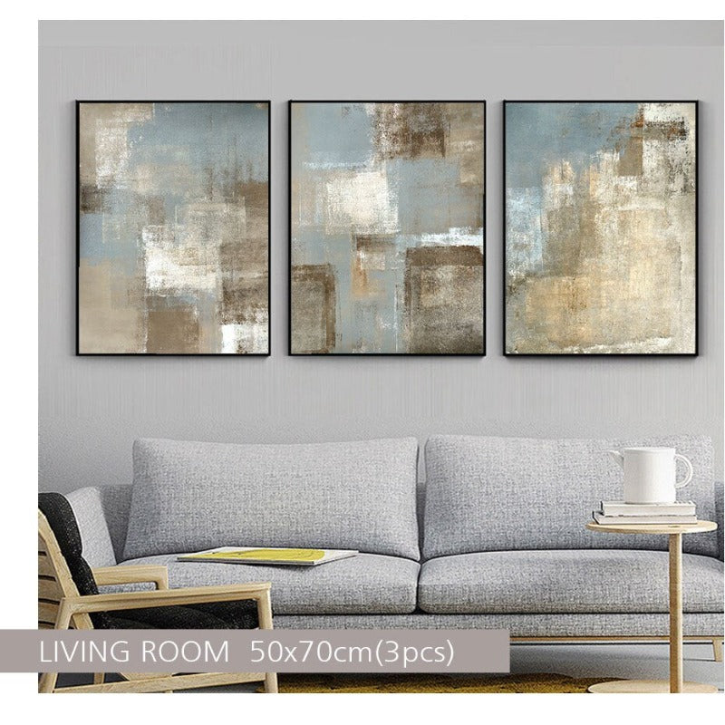 Vintage Gray And Beige Trend Abstract- Canvas Wall Art Painting | Bowlift