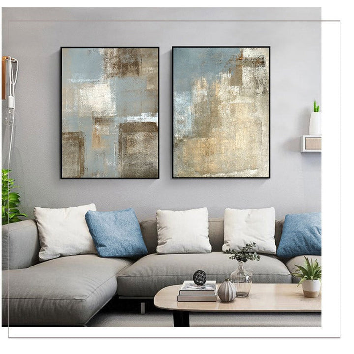 Vintage Gray And Beige Trend Abstract- Canvas Wall Art Painting | Bowlift