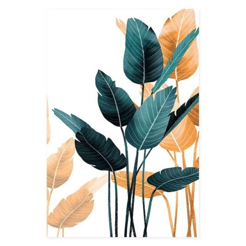 Modern Tropic Plants Leaves Print Poster - Canvas Wall Art Painting | Bowlift