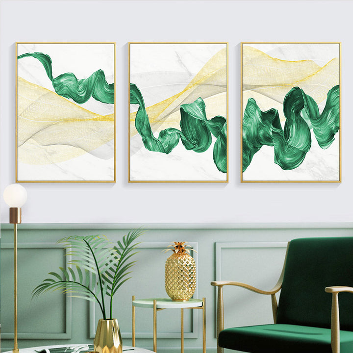 Green Ink Flow - Canvas Wall Art Painting | Bowlift