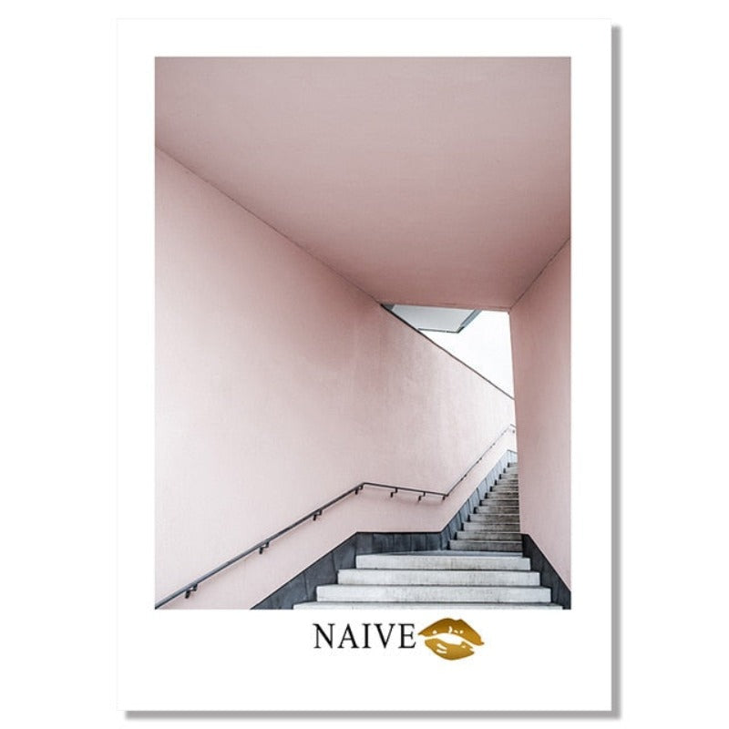 Light Pink Nordic Abstract Scene Gallery - Canvas Wall Art Painting | Bowlift