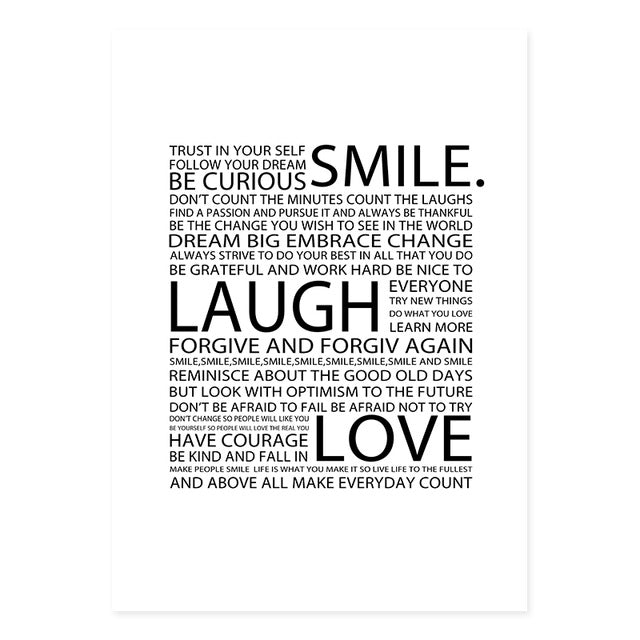 Romantic Flowers Smile Laugh Love Quote - Canvas Wall Art Painting | Bowlift