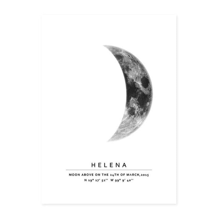 Personalized Moon Phase With Date - Canvas Wall Art Painting | Bowlift