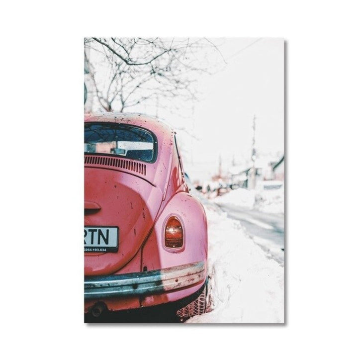 Scandinavia Abstract Car Landscape - Canvas Wall Art Painting | Bowlift