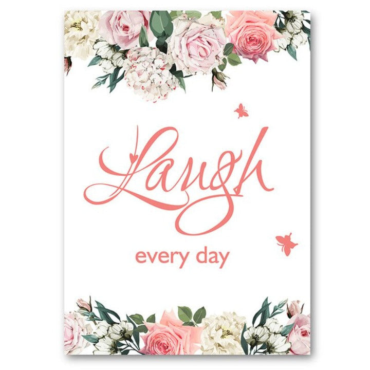 Live Laugh Live Quotes Floral Wall Art  - Canvas Wall Art Painting | Bowlift