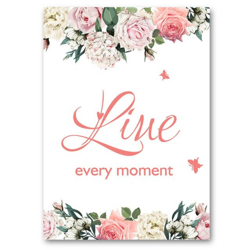 Live Laugh Live Quotes Floral Wall Art  - Canvas Wall Art Painting | Bowlift