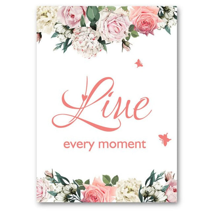 Live Laugh Live Quotes Floral Wall Art  - Canvas Wall Art Painting | Bowlift