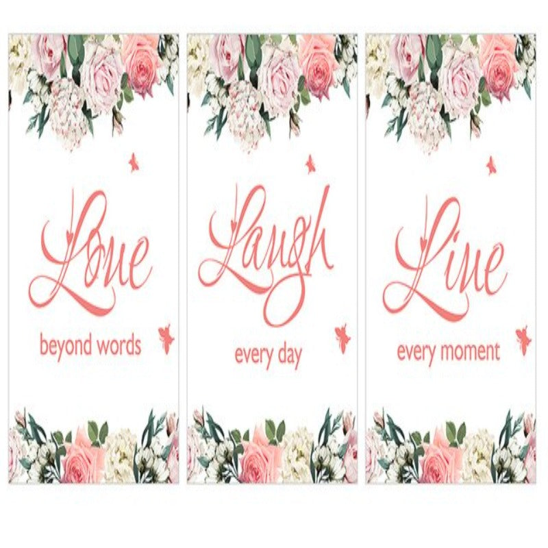 Live Laugh Live Quotes Floral Wall Art  - Canvas Wall Art Painting | Bowlift