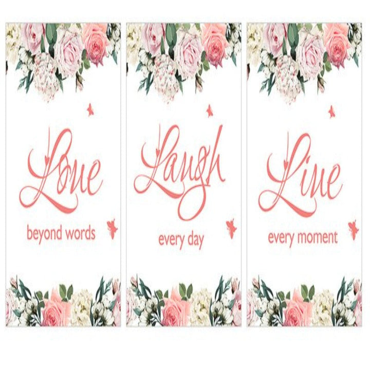 Live Laugh Live Quotes Floral Wall Art  - Canvas Wall Art Painting | Bowlift