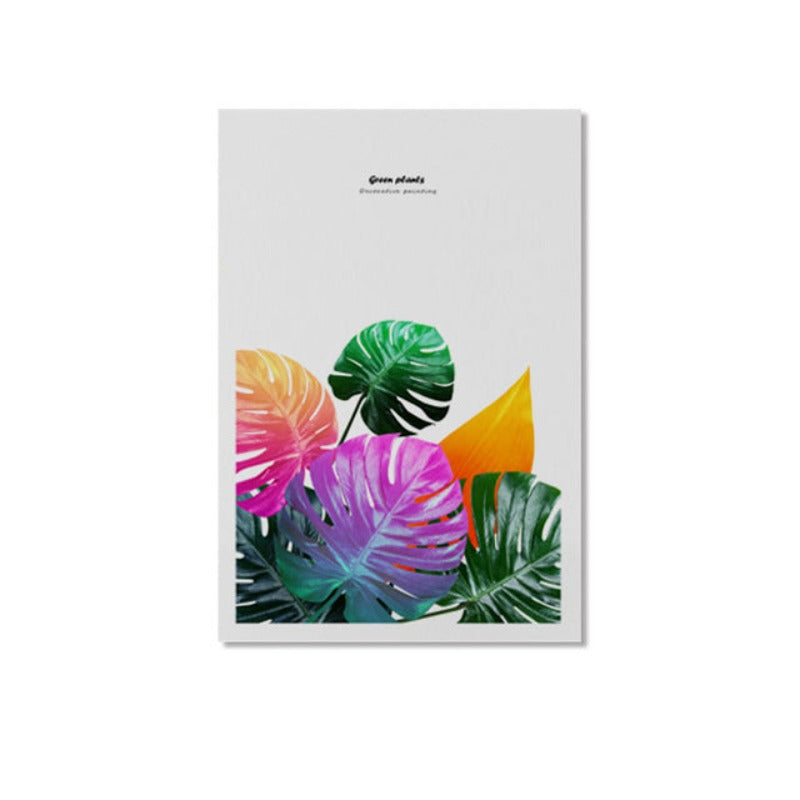 Green Plants Leaves Colorful - Canvas Wall Art Painting | Bowlift